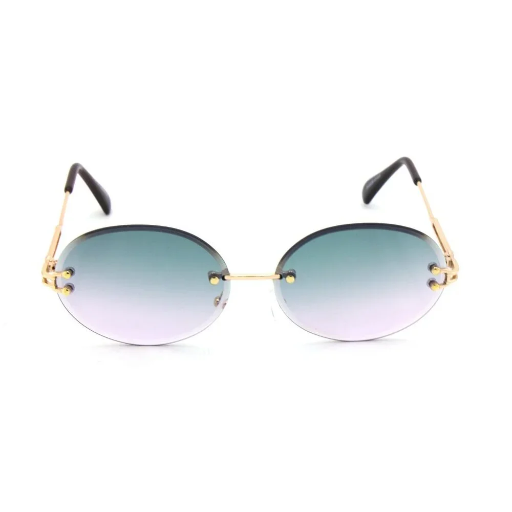Women Men Sunglasses Hip Hop Shades Metal Gold Frameless Vintage Retro Lentes